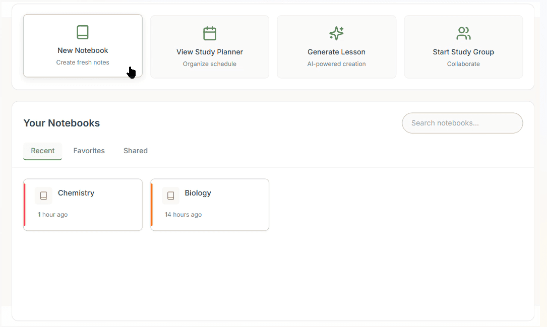 Create notebook modal